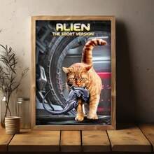 1 tấm áp phích trang trí máy tính để bàn hình mèo | Tranh in canvas nghệ thuật trang trí thời trang cổ điển | Tác phẩm nghệ thuật bằng mực để trang trí trong nhà | Nghệ thuật treo tường mèo hài khoa học viễn tưởng cổ điển | Trang trí treo tường theo chiều dọc cho văn phòng tại nhà, phòng khách, phòng ngủ - Món quà lý tưởng cho người yêu mèo và người hâm mộ phim - Nhiều màu - Xem 3