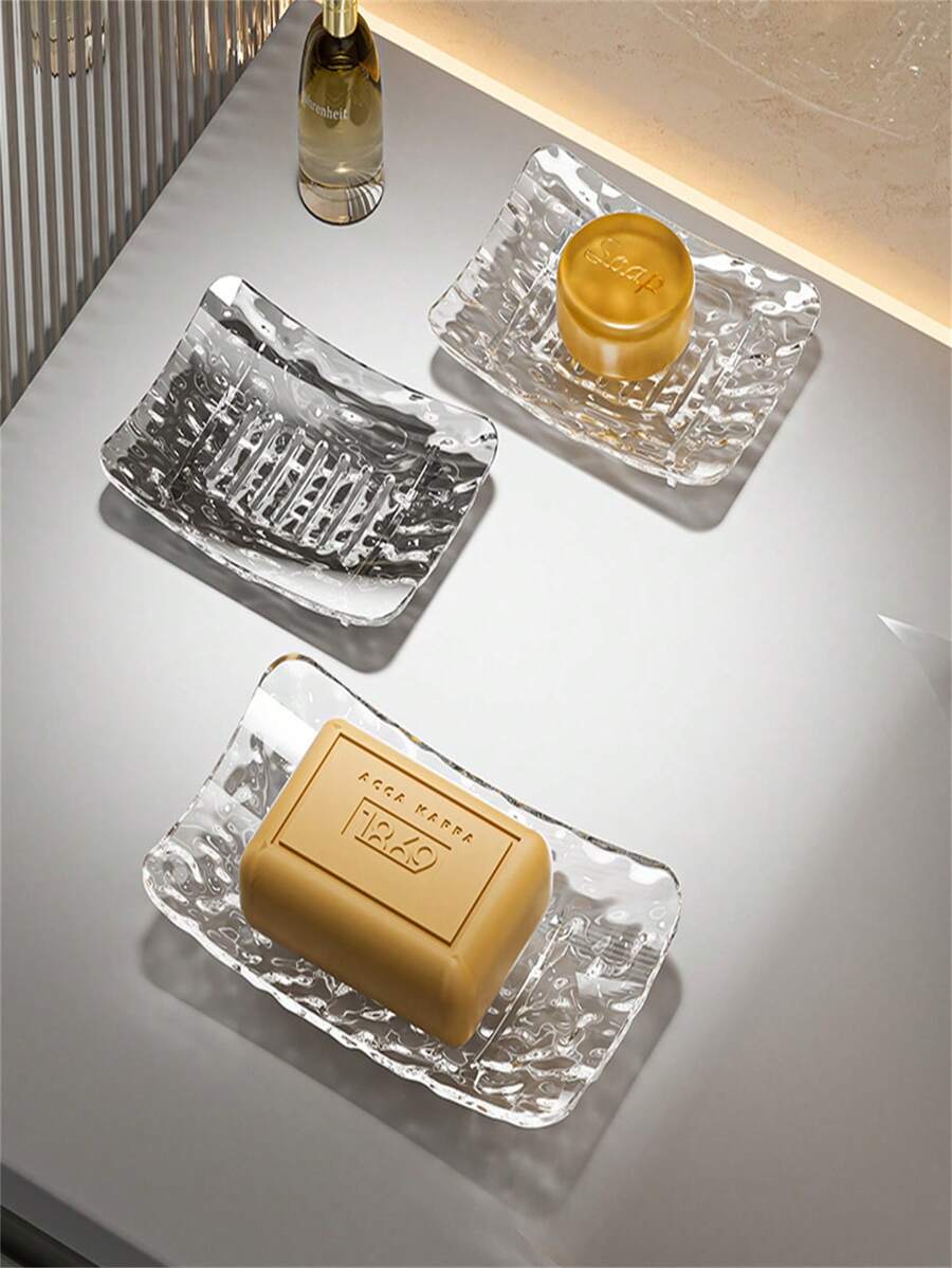 1 pieza Plato de jabón minimalista y lujoso, diseño simple y elegante, soporte de drenaje de jabón, adecuado para viajes, dormitorio, uso diario, decoración del baño del hogar, decoración de otoño, de vuelta a la escuela