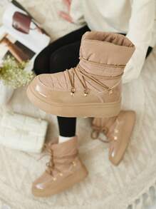 Royalfashion Damen Schlupf-Schneestiefel in schwarz Dabenda - Braun - Übersicht 8