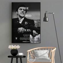 1 tấm tranh in trên vải canvas đen trắng chủ đề phim kinh điển "Thế Giới Là Của Bạn" trang trí phòng khách, nhà cửa, không khung. - Nhiều màu - Xem 4
