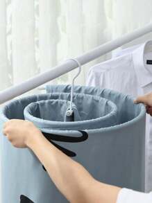 1pc Solid Color Hanging Bed Sheet Drying Rack - Silver - View 3