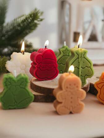 4pcs Gingerbread Man Christmas Scented Candle Gift Christmas Decor,Christmas Party Supplies