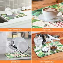 [ 黑色/棕色/浅灰色/深灰色 ] 咖啡垫，带隐藏污渍，橡胶背衬，吸水碗碟干燥垫，适用于厨房台面隔热 - 浴室防滑 100% 吸水速干垫，咖啡吧配件适合放置在咖啡机、咖啡壶、浓缩咖啡机下/1 件 - 彩色 - 查看 9