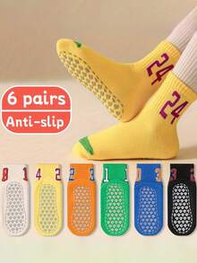 6 Pairs Of Non-Slip Floor Socks For Boys - Multicolor - View 2
