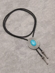1 件蓝色珐琅猫眼奢华男士项链，西式 BOLO TIE 复古时尚吊坠项链，欧美复古风格，毛衣链配饰，男士圣诞礼物 - 波洛項鍊 - 查看 7