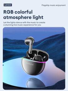 Lenovo Auriculares Bluetooth XT97-SG con sonido envolvente de alta definición, luces de colores, música/juegos, larga duración de la batería, baja latencia, micrófono sensible, cancelación pasiva de ruido, auriculares inalámbricos semi in-ear