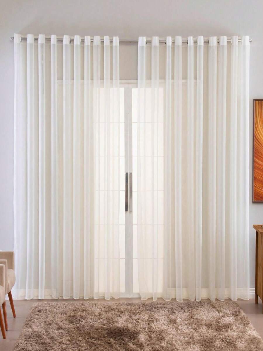 Delicate Plain Voile Curtain For Bedroom Living Room Transparent 600x280 - Kem - Xem 1