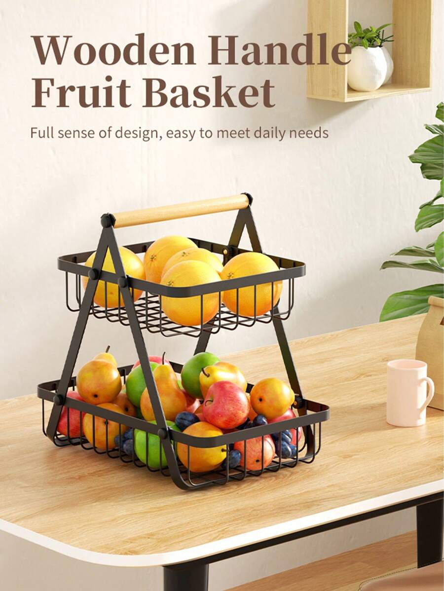 Iron Art Multi-Layer Fruit Basket Storage Rack, Creative Tabletop Snack/Fruit Bowl Holder For Living Room, Dining Table - Multicolor - View 1