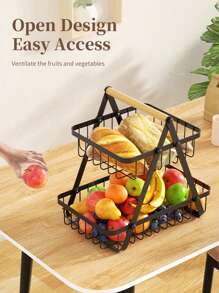 Iron Art Multi-Layer Fruit Basket Storage Rack, Creative Tabletop Snack/Fruit Bowl Holder For Living Room, Dining Table - Multicolor - View 3