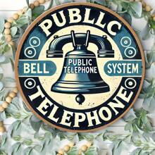 1pc Hệ thống chuông điện thoại công cộng cổ điển Retro Biển báo nghệ thuật treo tường bằng kim loại - Biển kim loại tròn 8x8 inch dùng cho trang trí nhà cửa, nhà bếp, quán cà phê, quán bar, lỗ gắn ngẫu nhiên - Nhiều màu - Xem 7