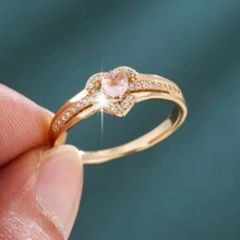 1 件优雅心形方晶锆石装饰女士戒指 - 彩色 - 查看 4