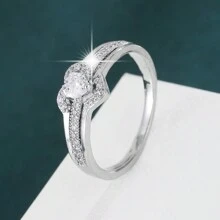 1 件优雅心形方晶锆石装饰女士戒指 - 彩色 - 查看 6