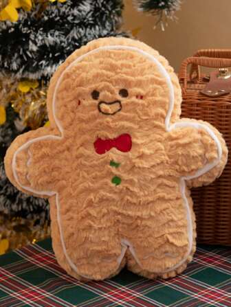 彩色圣诞卡通姜饼人毛绒枕头/毛绒圣诞树公仔装饰，圣诞礼物