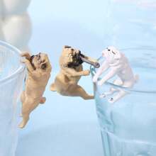 3 件创意狗狗躺在碗里鱼缸微景观装饰，办公室挂件最佳礼物 - 彩色 - 查看 3