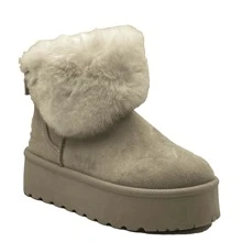 JZ Hermanos Botas con Plataforma y Forro de Peluche para mujer - Beis - Ver 1