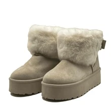 JZ Hermanos Botas con Plataforma y Forro de Peluche para mujer - Beis - Ver 5