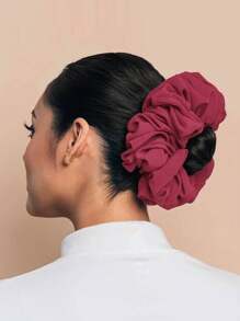 1条纯色休闲波西米亚风涤纶(特丽纶)发圈,四季皆宜,马来西亚/印尼女士头巾/发饰,发圈,马尾辫发绳,发圈,发饰,健身运动跑步装备橡皮筋,美容家居发饰 - 黑色 - 查看 2