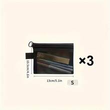 3pcs Portable Multi-Size Mesh Pouches, Smooth Touch Toiletry Bags, See-Through Cosmetic Bags, Suitable For Travel & Camping, 3 Different Sizes Available, Essential For Daily Use