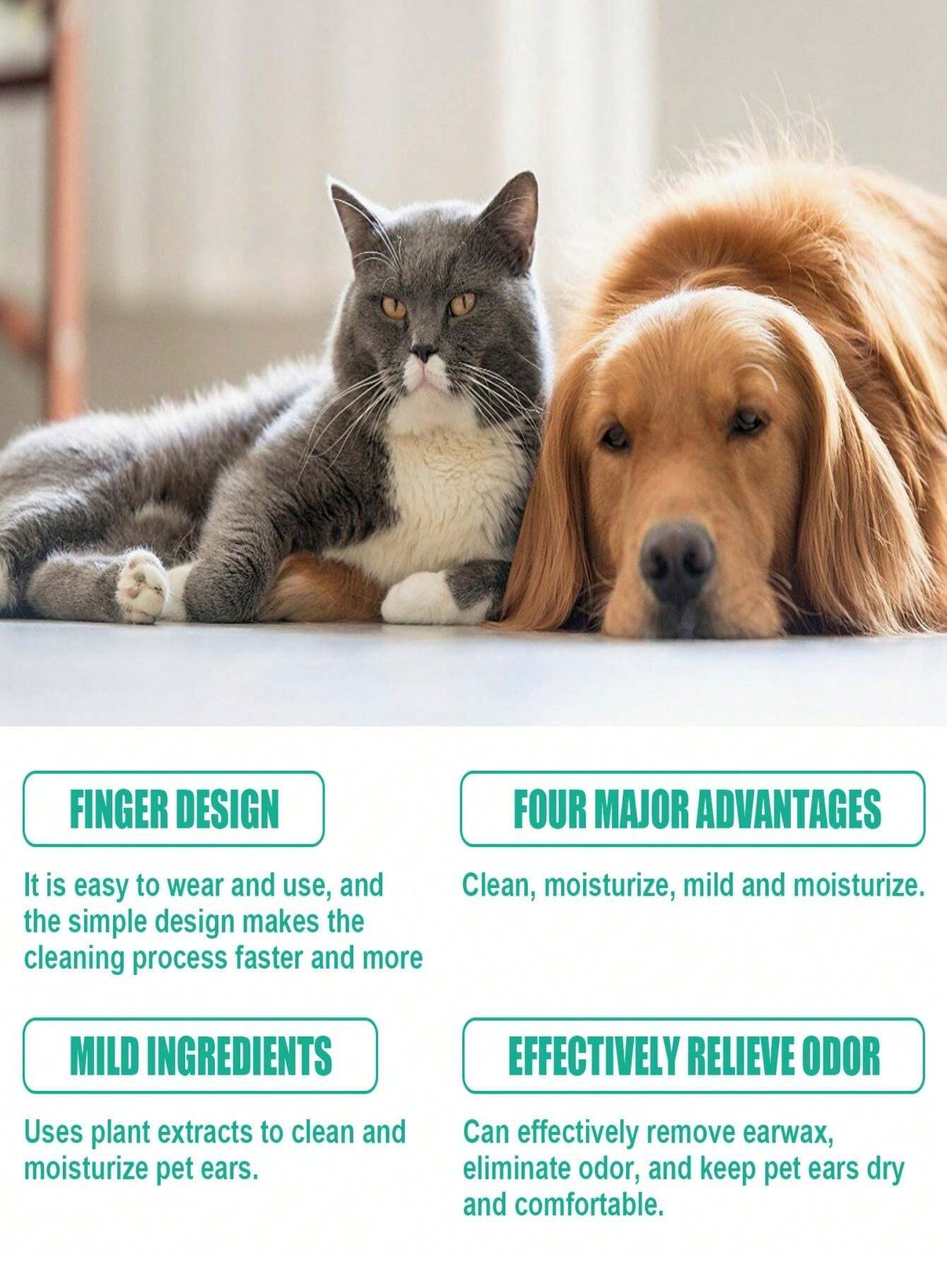 Pet Grooming Wet Wipes Gentle Cleaning For Pet Ear Mites, Ear Wax