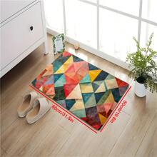 1 Pc, American Retro And Elegant Design, Rectangular Line Geometric Design Color Matching, Suitable For Living Room, Bedroom, Kitchen, Bathroom, Bathroom, Entrance Door, Courtyard, Four-Season Soft Floor Mat, Home Decoration Gifts Birthday Graduation