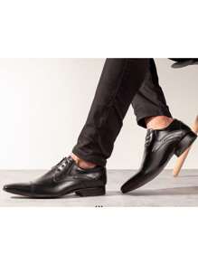 Men's Italian Style Dress Shoes Genuine Leather Black Brown Pointed Toe - màu đen - Xem 1