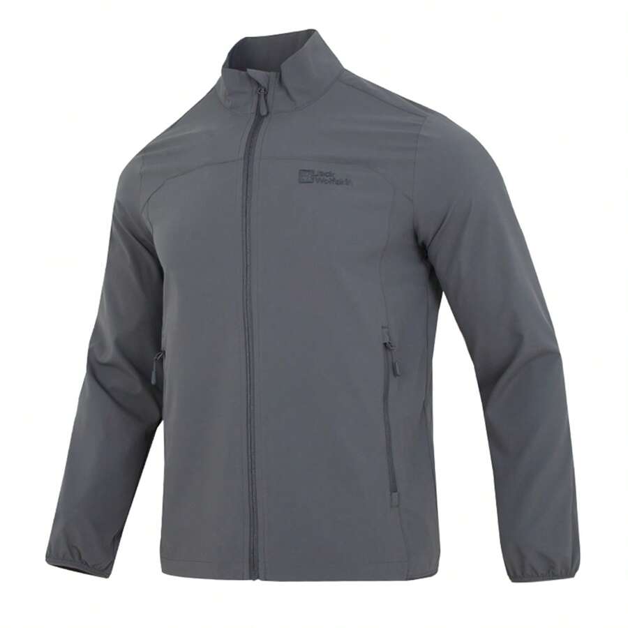 Jack Wolfskin Áo khoác thể thao ngoài trời thường ngày, chất liệu softshell mềm mại, co giãn, chống gió và giữ ấm, thoải mái. - Xám đá phiến - Xem 1