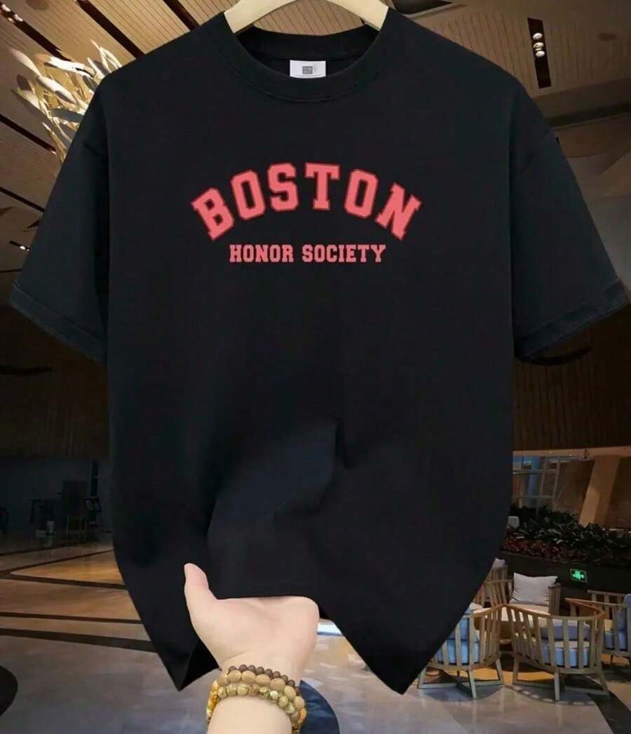 Men's T-Shirt Boston Shirt Women's Blouse Unisex 100% Cotton Round Neck New Release - màu đen - Xem 1