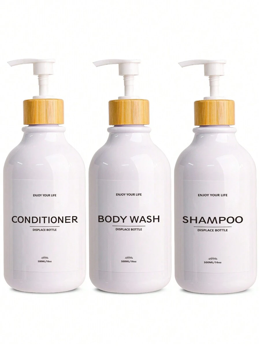 3pcs 16oz Refillable Shampoo And Conditioner Dispenser Bottles Set Of