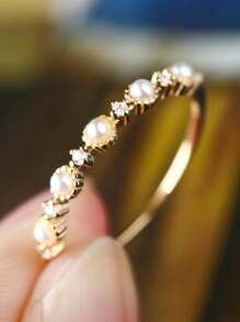 Exquisite Retro Versatile Mini Rhinestone Cultured Freshwater Pearl 925 Sterling Silver Ring, Suitable For Daily Wear, Gifts, Dates, Parties, Engagement, Wedding And Bridal Jewelry For Women - Pearl Ring - View 1