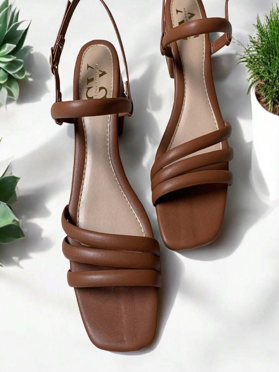 WOMEN'S SANDAL WITH MEDIUM BLOCK HEEL AND COMFORT STRAPS - Lạc đà - Xem 1