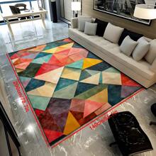 1 Pc, American Retro And Elegant Design, Rectangular Line Geometric Design Color Matching, Suitable For Living Room, Bedroom, Kitchen, Bathroom, Bathroom, Entrance Door, Courtyard, Four-Season Soft Floor Mat, Home Decoration Gifts Birthday Graduation
