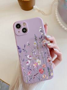 防震花卉元素时尚夏季苹果4件套糖果色花朵爱心图案手机壳，兼容，防水防摔防刮，春季礼物，国际版，非国内版 - 彩色 - 查看 4