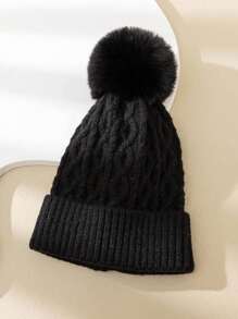 1 chiếc mũ trượt tuyết dệt kim phong cách Y2K Unisex có tua rua, nhiều kiểu mũ len ấm áp cho mùa đông ngoài trời thường ngày, thích hợp để đi làm hàng ngày - Màu be - Xem 1