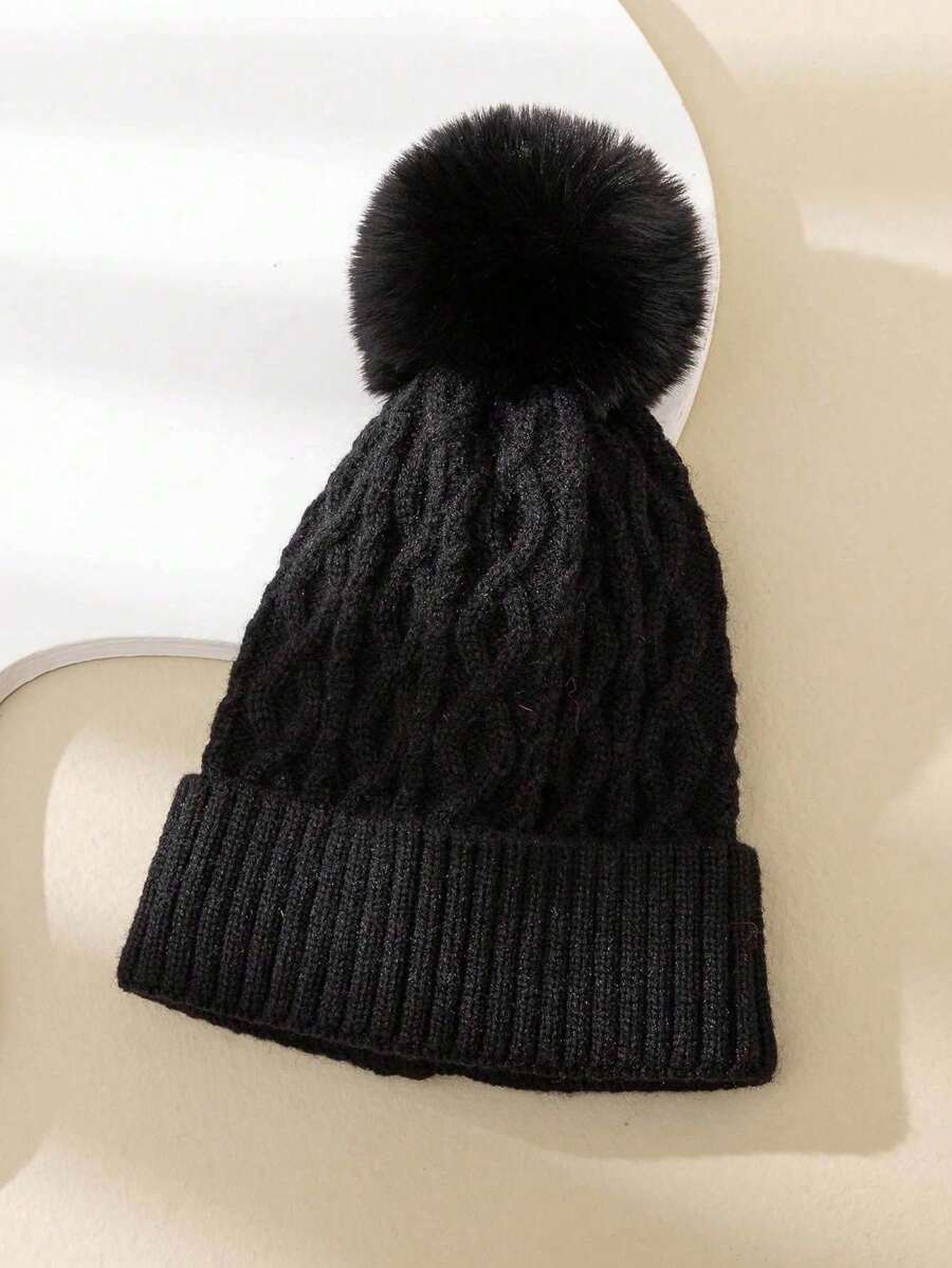 1 chiếc mũ trượt tuyết dệt kim phong cách Y2K Unisex có tua rua, nhiều kiểu mũ len ấm áp cho mùa đông ngoài trời thường ngày, thích hợp để đi làm hàng ngày - Màu be - Xem 1
