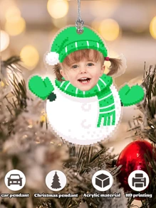 1 件定制圣诞照片雪人吊坠，个性化亚克力材质，定制圣诞雪人吊坠个性配饰，节日家居装饰，适合圣诞树悬挂，家居装饰，节日礼物，经典雪人造型与您的个人照片相结合，节日氛围浓厚，七种图案可供选择 - 彩色 - 查看 13