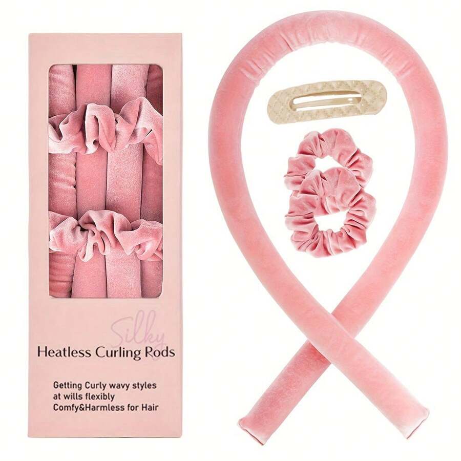 Bộ 4 máy uốn tóc không dùng nhiệt kèm hộp quà tặng - Nhung, Máy uốn tóc không dùng nhiệt thân thiện với giấc ngủ, Phù hợp với mọi loại tóc, Bao gồm kẹp và dây buộc tóc, Ít gây dị ứng, Món quà tuyệt vời cho bạn bè và gia đình - Nhiều màu - Xem 1