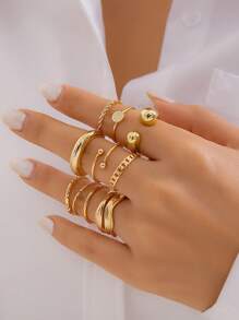 10pcs Stackable Knuckle Rings Set, Suitable For Women Teens Girls, Aesthetic Fashion Delicate Open-Band Medium Ring Sets, Medium Finger Ring Sets Jewelry Gifts