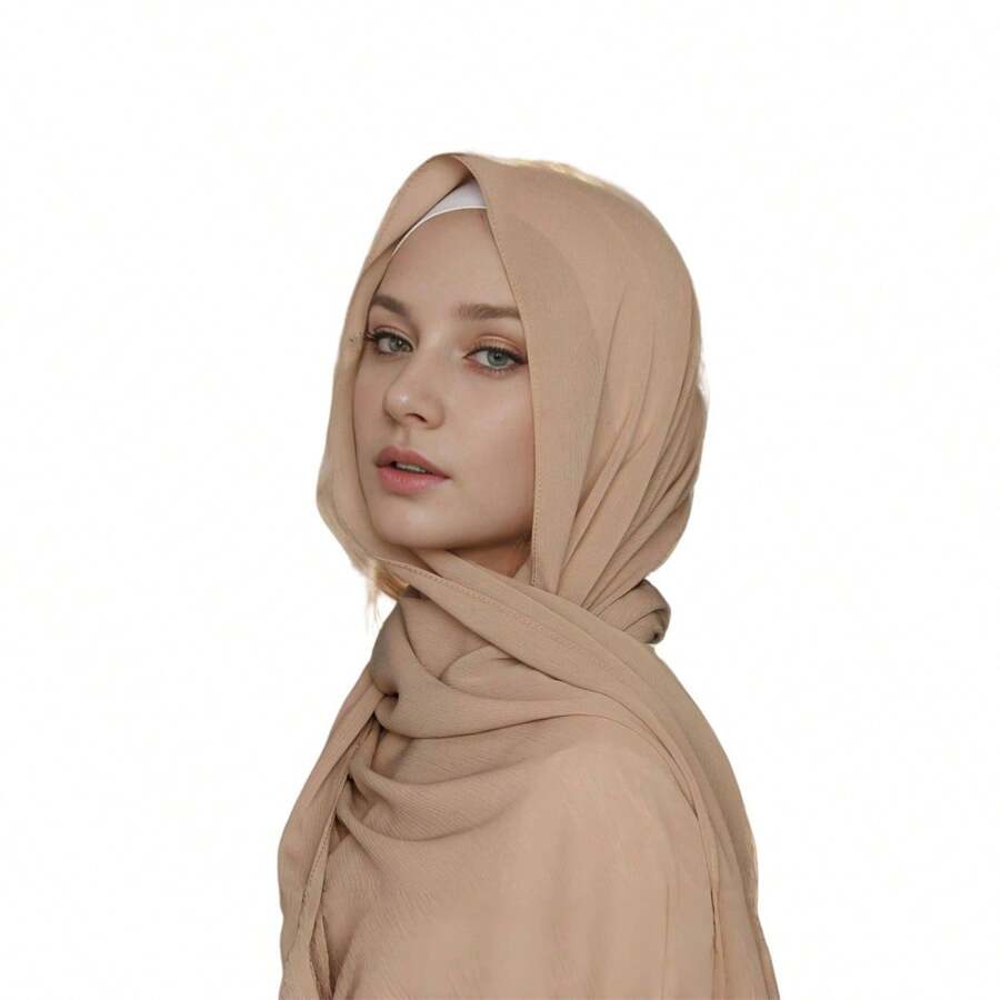 Khăn trùm đầu bằng vải chiffon trơn màu thời trang thanh lịch mềm mại thoáng khí khăn trùm đầu chống nắng ngoài trời thường ngày - Nhiều màu - Xem 1