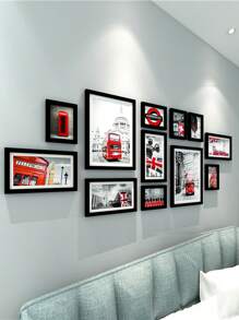 12 件组合相框，无需钻孔，客厅背景墙装饰，创意照片画廊壁挂 - 彩色 - 查看 3