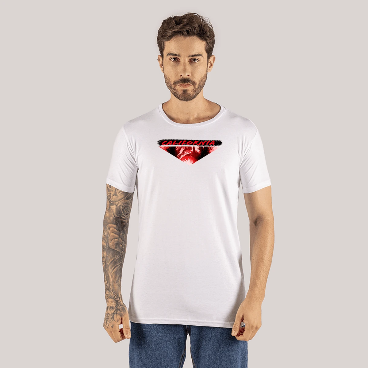 Cotton T-Shirt Streetwear Various Colors California Landscape - 白色 - 查看 1