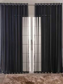 Curtain Living Room Bedroom Plain Voile Delicate 400x2.50 Transparent - 黑色 - 查看 1