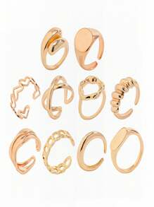 10pcs Stackable Knuckle Rings Set, Suitable For Women Teens Girls, Aesthetic Fashion Delicate Open-Band Medium Ring Sets, Medium Finger Ring Sets Jewelry Gifts