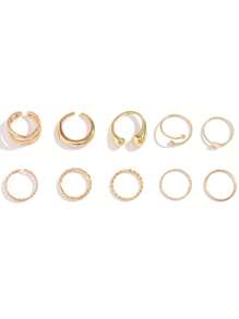 10pcs Stackable Knuckle Rings Set, Suitable For Women Teens Girls, Aesthetic Fashion Delicate Open-Band Medium Ring Sets, Medium Finger Ring Sets Jewelry Gifts