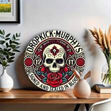 1 tấm Dropkick Murphys Vintage Style 8x8 Inch Round Wooden Wall Decor - Biển báo trang trí Giáng sinh/Năm mới, Thẻ gỗ bền hoàn hảo cho trang trí nhà cửa và văn phòng, phòng khách, quầy bar, quán cà phê - Phong cách ngẫu nhiên, sử dụng trong nhà/ngoài trời - Nhiều màu - Xem 3