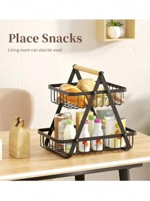 Iron Art Multi-Layer Fruit Basket Storage Rack, Creative Tabletop Snack/Fruit Bowl Holder For Living Room, Dining Table - Multicolor - View 7