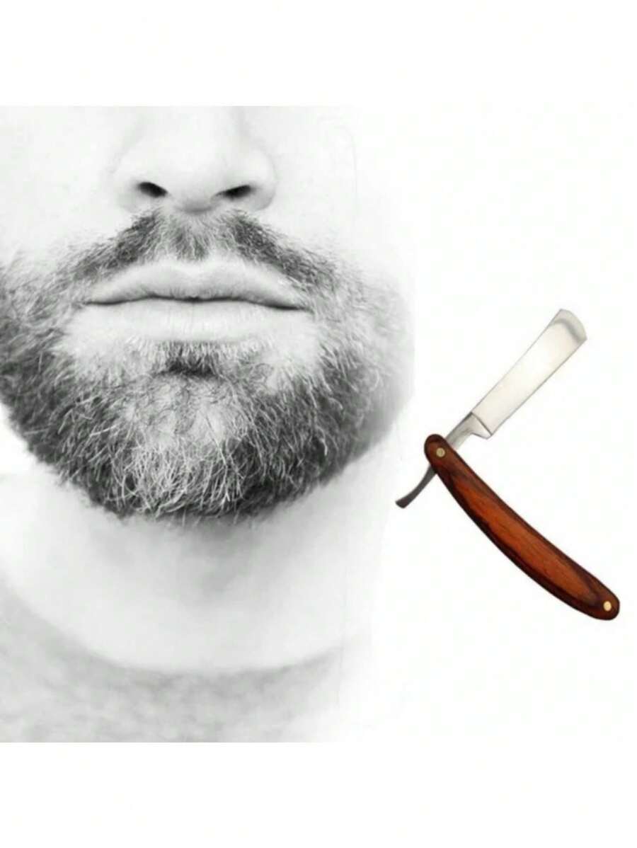 Vintage Straight Edge Razor Stainless Steel Barber Razor Wooden Handle Foldable Shaving Knife