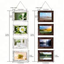 1pc, Wall Hanging Picture Frame For 4 Photos, Rustic Photo Frame For Wall Decor, Art Home Decor, For Birthday Party Decor, Party Gift Gifts Graduation