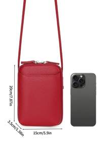 MIYIN Ví điện thoại thời trang có khóa kéo đôi Túi đeo chéo nhỏ có dây đeo vai có thể điều chỉnh cho hàng ngày, Túi đeo vai dập nổi vải lanh tối giản giản dị có khe cắm thẻ tín dụng để đựng thẻ tín dụng/thẻ căn cước/tiền/tiền mặt/điện thoại di động, Túi đựng điện thoại màu trơn nhẹ cho công việc đi lại đi làm mua sắm văn phòng cho phụ nữ, Ví điện thoại màu đỏ rượu vang cho nhân viên văn phòng - Đỏ - Xem 11
