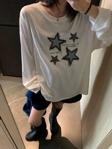 2024 新款宽松休闲百搭卡通印花长袖T恤女