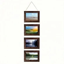 1pc, Wall Hanging Picture Frame For 4 Photos, Rustic Photo Frame For Wall Decor, Art Home Decor, For Birthday Party Decor, Party Gift Gifts Graduation